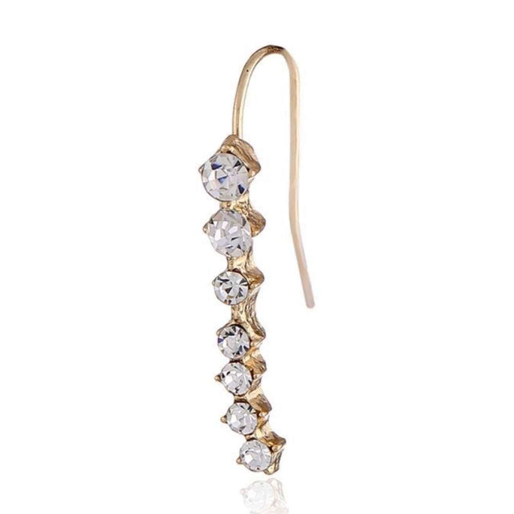 Gold Rhinestone Ear Climbers - Picture 5 of 8